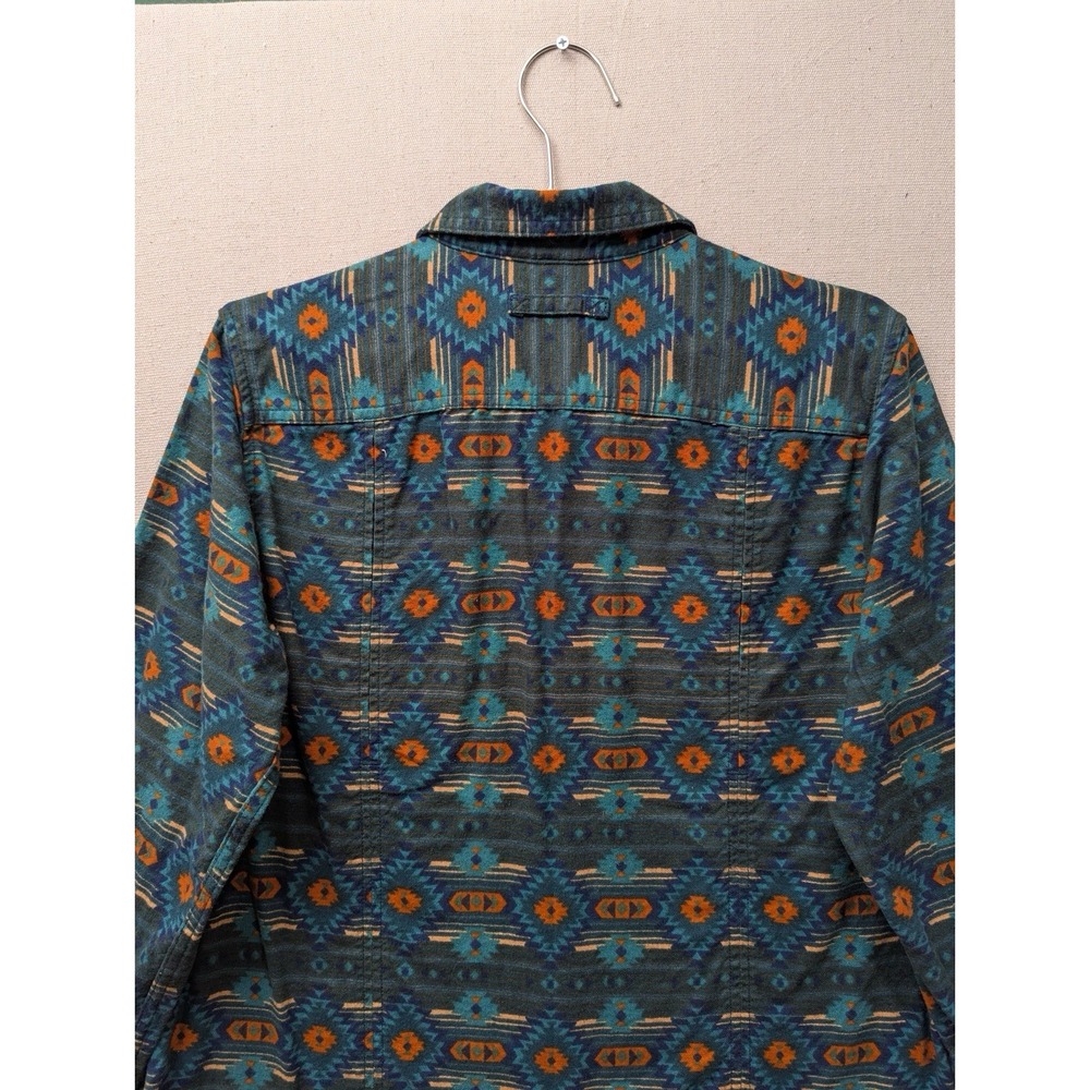 Duluth Trading Co Flannel Shirt Womens Large Teal Southwestern Aztec 3237-30 - Picture 8 of 14